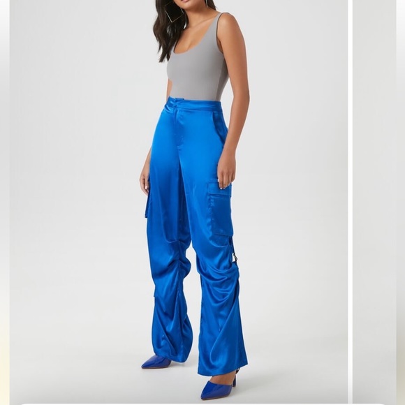 NWT: Satin Black Ruched Pants - Picture 7 of 10